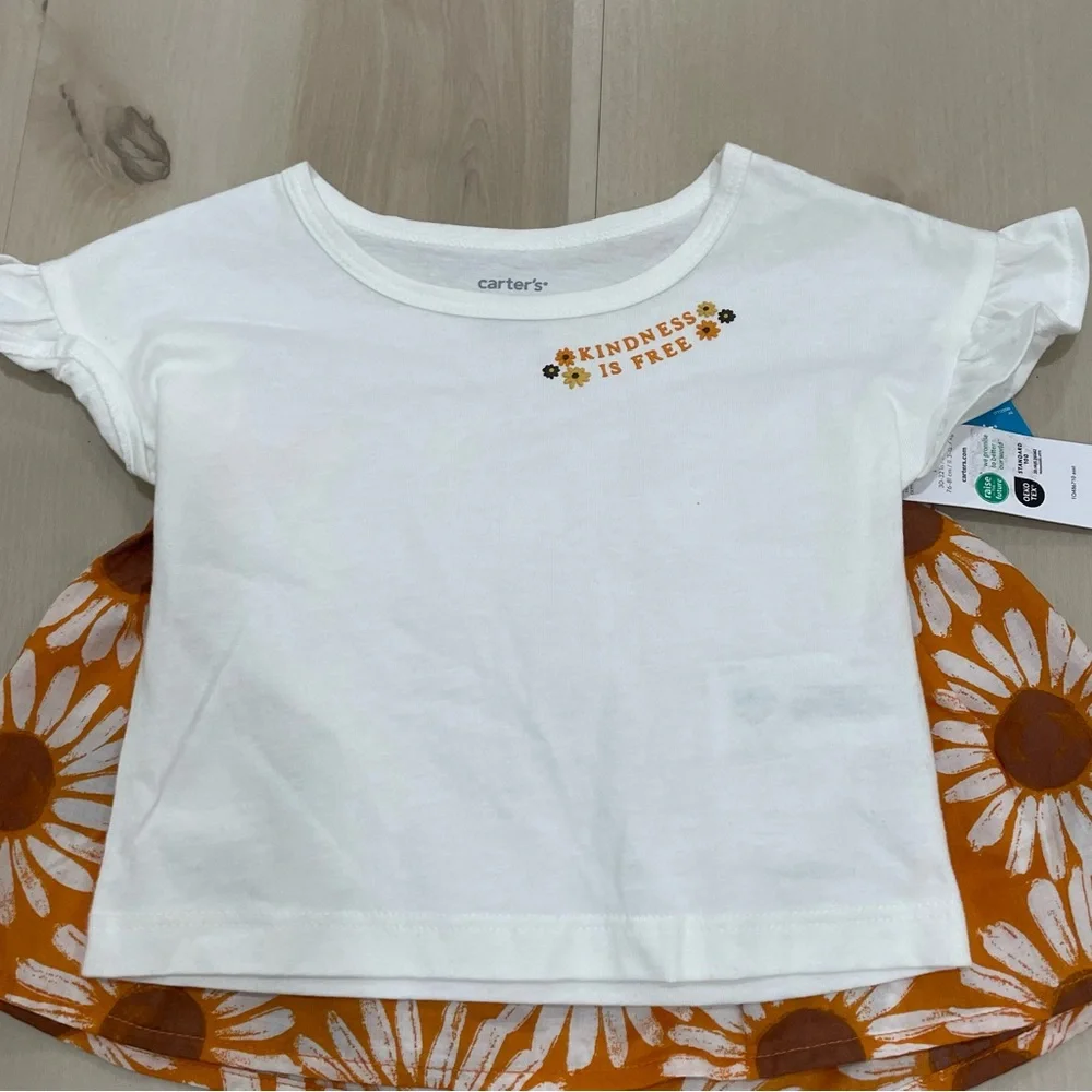 NWT Carter's Toddler Girls 18 Month Floral T-shirt and Skort 2 Piece Set